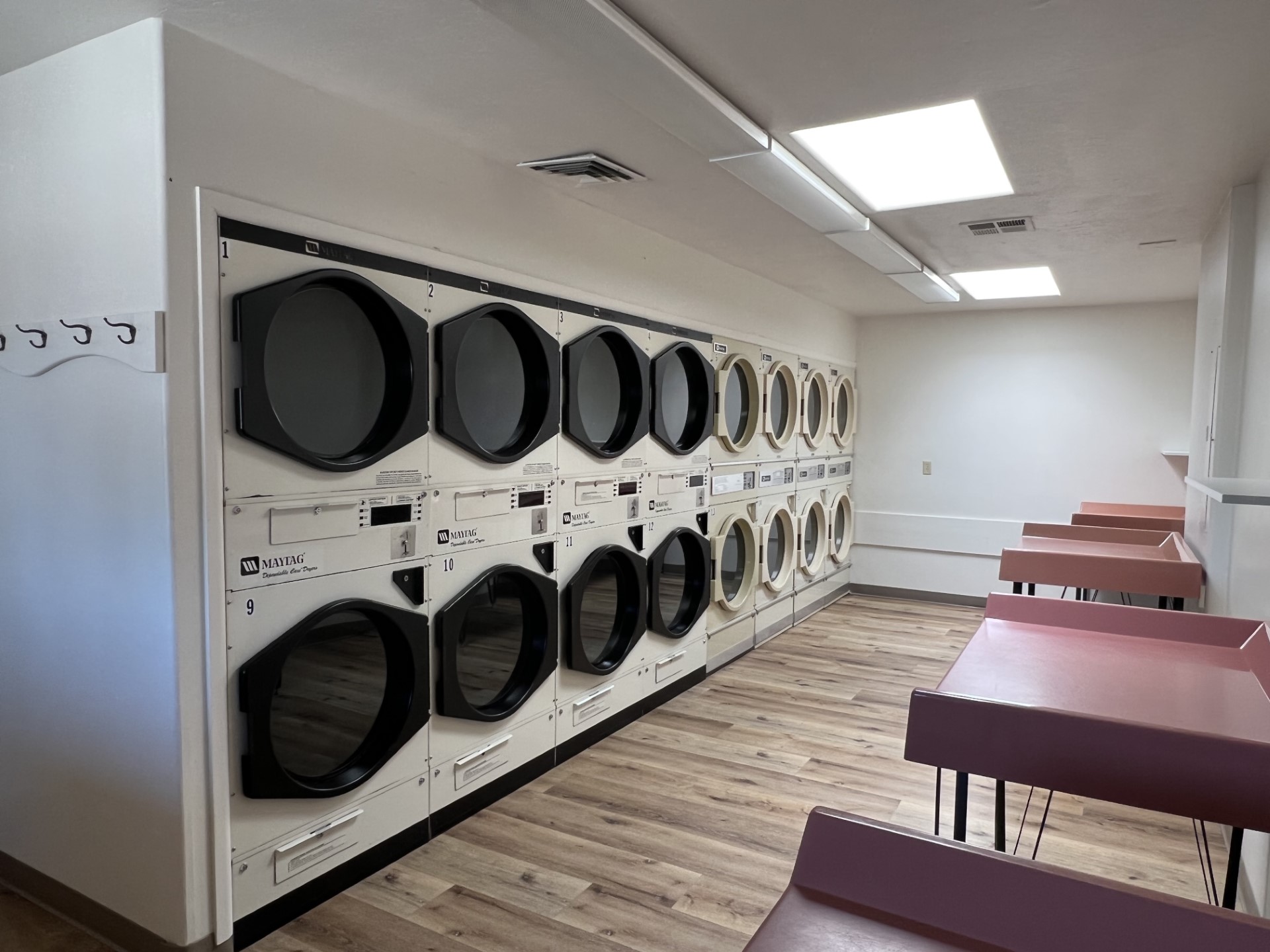 view of 16 stacked dryers