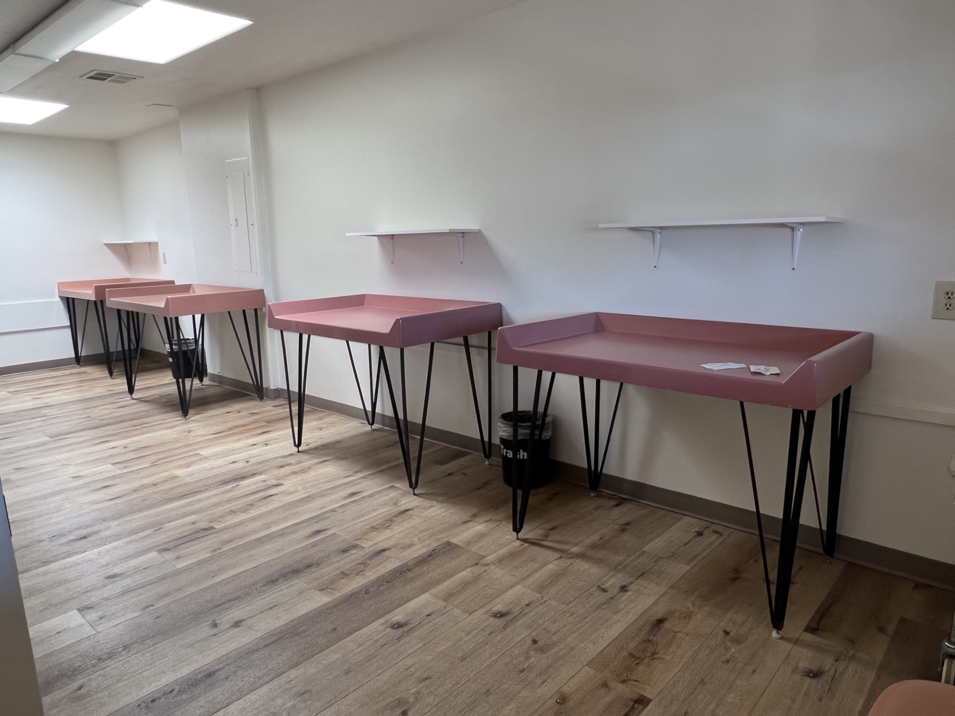 view of folding tables in the laundromat